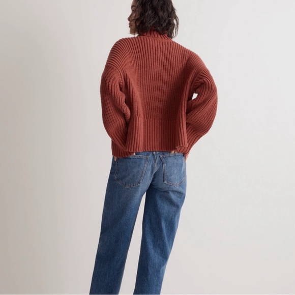 Madewell Women's Turtleneck Sweater in color Brick XL - Picture 3 of 9